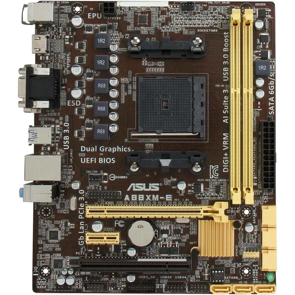 A88XM-E Motherboard Socket FM2/FM2+ AMD A88X DDR3 32GB PCI-E 3.0 USB3.0 Micro ATX support AMD A10-58