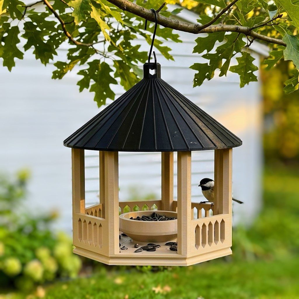 GS - Gazebo Burung Tempat Makan Burung Bird Feeder Kayu Hias Taman Gantung Outdoor