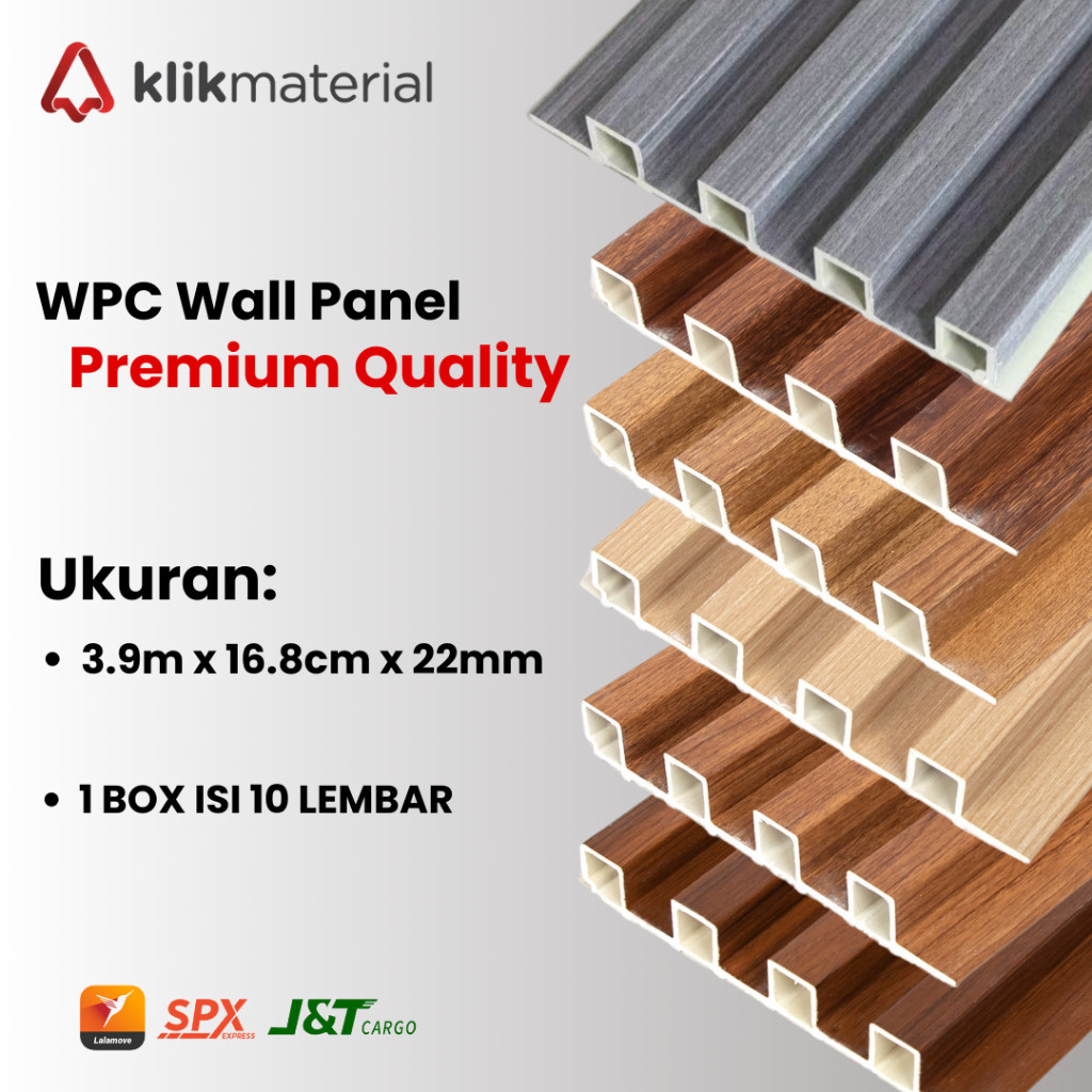 Isi 10 Lembar WPC Wall Panel 4 Meter / Wallpanel Kotak Motif Kayu 3D / WPC Panel Dinding 3D 4 Meter.