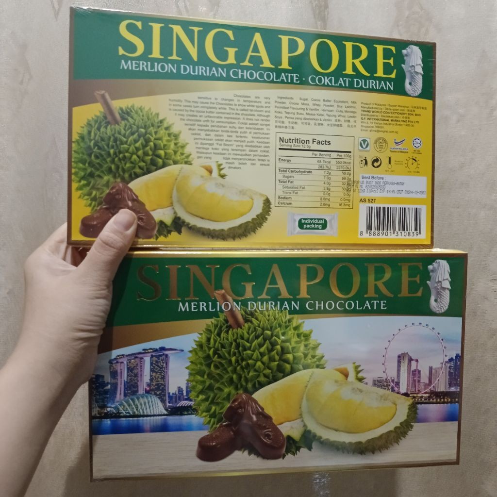 Qfchoco 125gr Singapore Merlion Durian Chocolate Coklat Duren