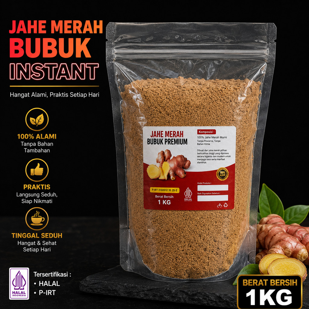 Jahe Merah Bubuk / Jahe Merah Bubuk Instant / Bubuk Jahe Merah 1kg