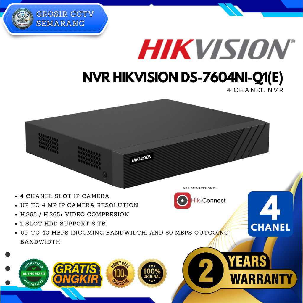 HIKVISION DS-7604NI-Q1(E) 4-Ch NVR 7600 New Series