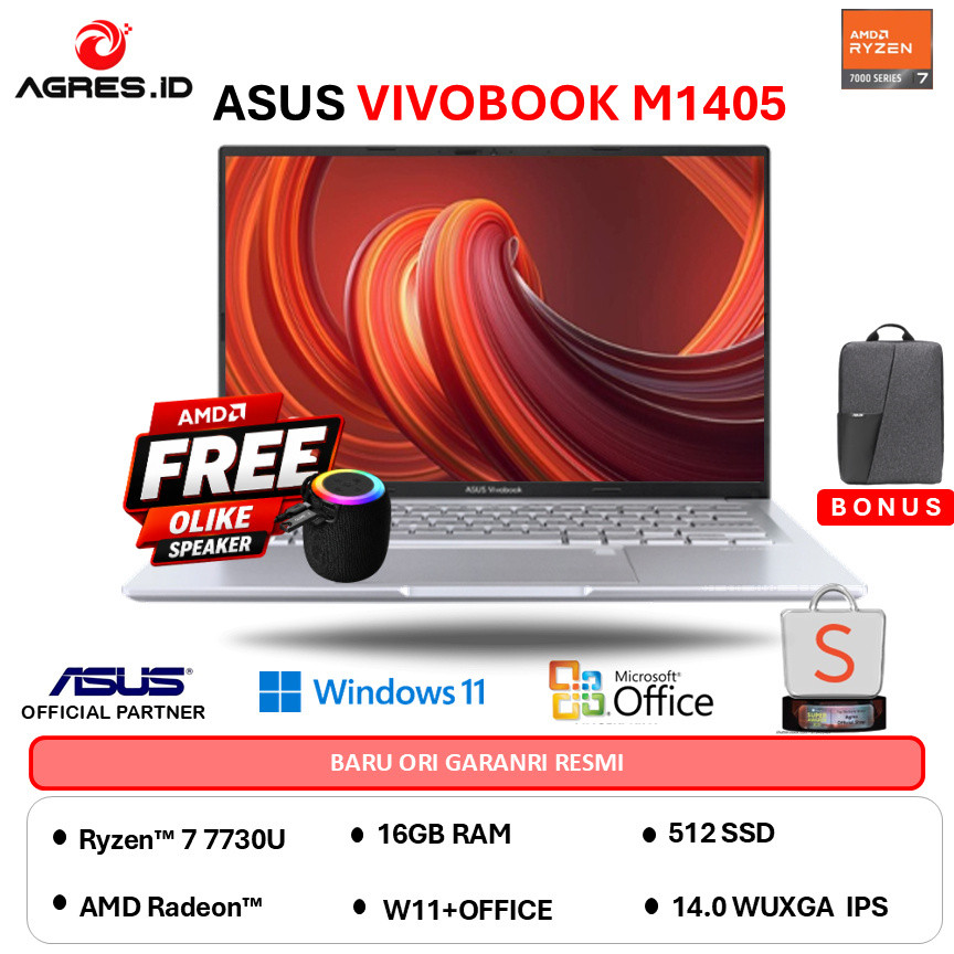 ASUS VIVOBOOK 14 M1405YA RYZEN 7 7730U - RAM 16GB 512GB W11+OHS 14.0WUXGA IPS - VIPS752