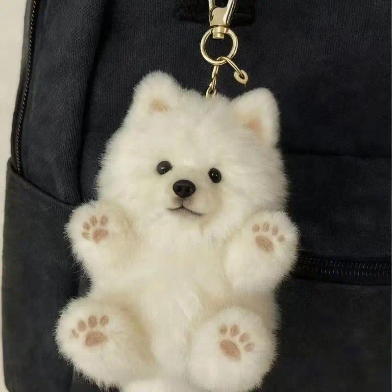 Samoyed Dog Keyain Cute Plush Pent Ultra Soft Stuffed Doll Toy for Backpack Purse and Everyday Acces