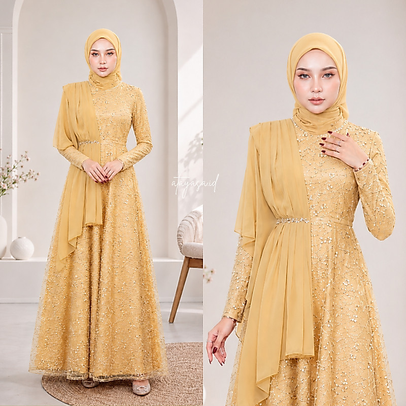READY XXL - GAMIS BROKAT ALEENA TERBARU | GAMIS KONDANGAN LAYER EKSKLUSIF | GAMIS WANITA MAXY DRESS 