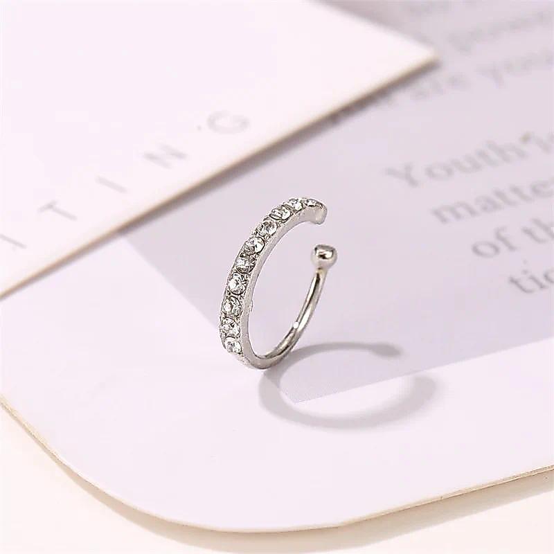 Anting Jepit Kristal Korea untuk Wanita, Anting Zirkon Tanpa Lubang, Perhiasan Anting Palsu, Anting 