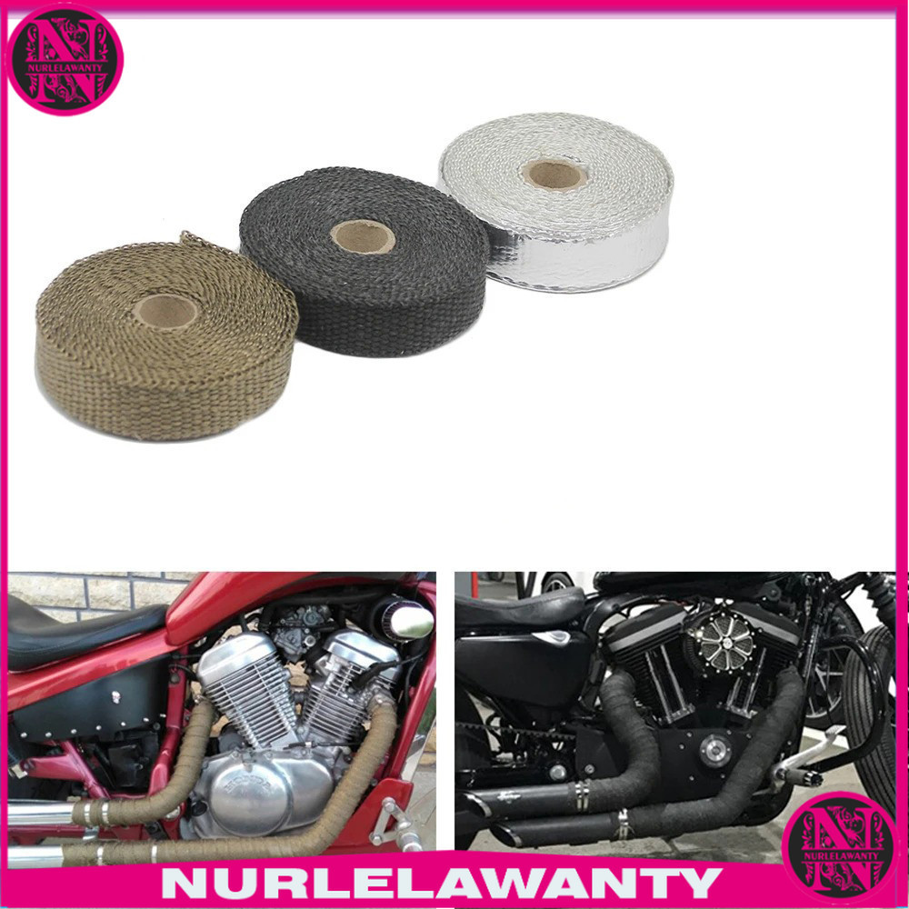 

- GEONYIEEK Lakban Peredam Panas Knalpot Motor Exhaust Wrap 50MM 10M - MP-001 -