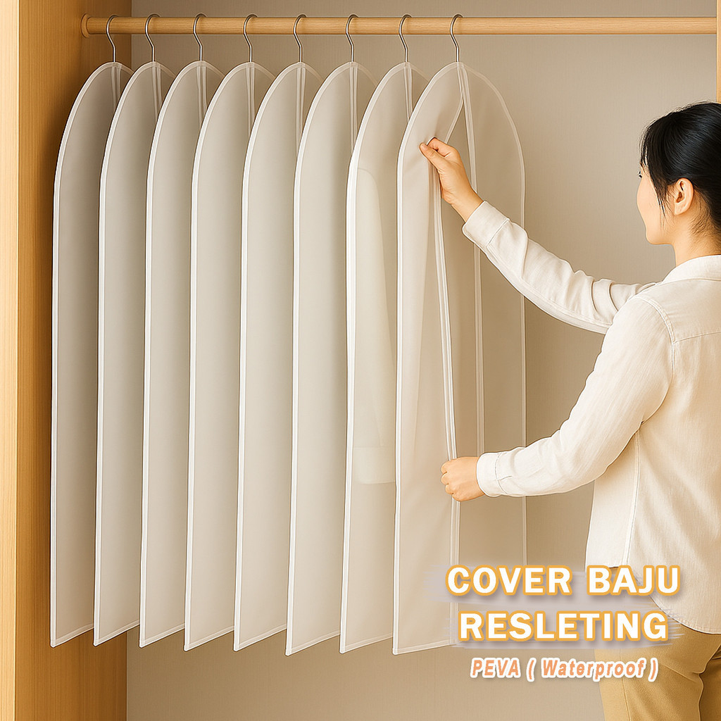 Cover Baju Plastik Bening Resleting - Kantong Baju Anti Debu & Waterproof | Perlindungan Terbaik unt