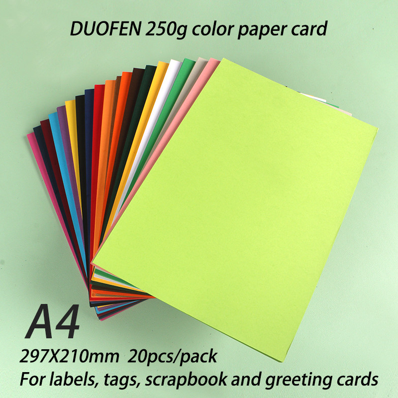 

DUOFEN 250g color paper card contrast writable A4 hard paper thick paper for DIY papercraft projects Scrapbook Paper Album