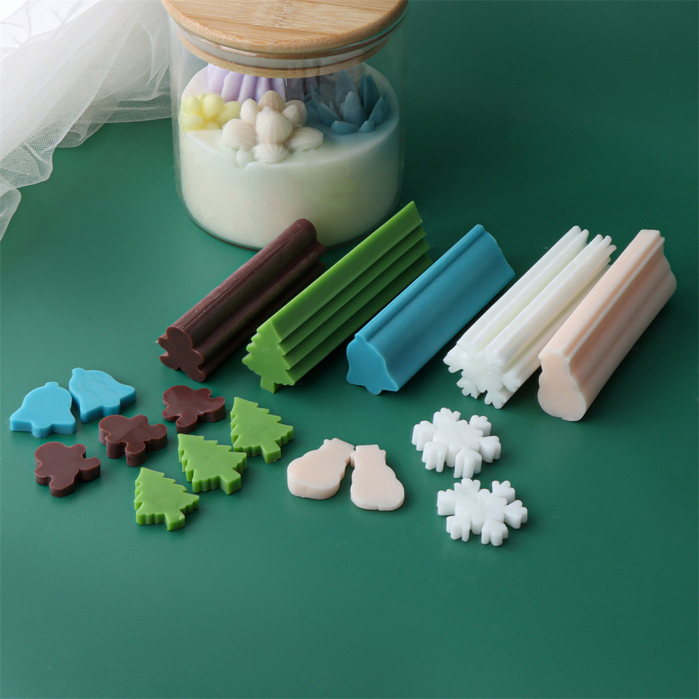 

Silicone Tube Column Soap Candle Mold Mini Snowman Bell Snowflake Xmas Tree Shape Embed Soap Making Supplies Pipe Mold