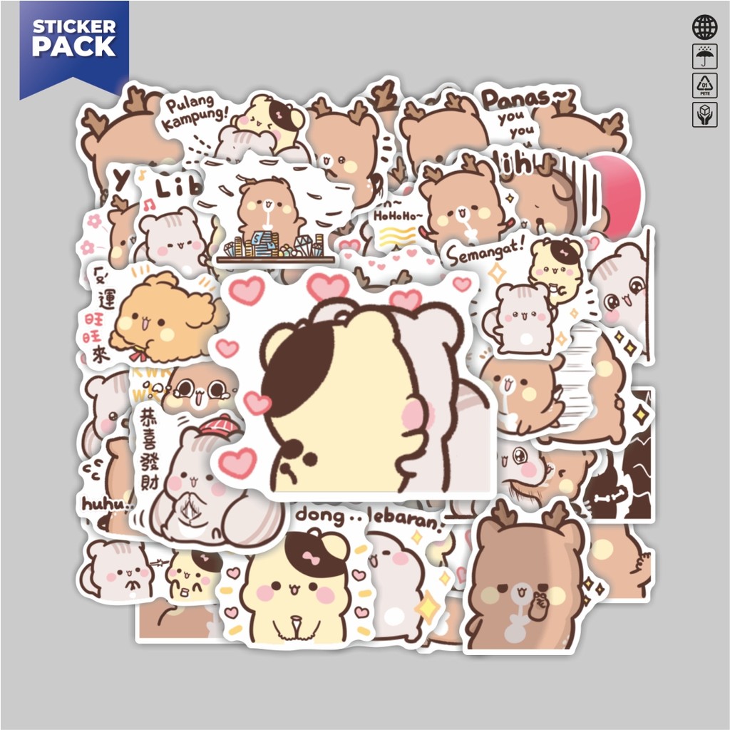 

[100PCS]Stiker Pack Stiker Kartun Boneka Bear Sweet House Happy Aesthetic Vinyl Anti Air Dekorasi Sticker Laptop Buku Journal Koper Helm Casing HP Gitar Helm Skateboard