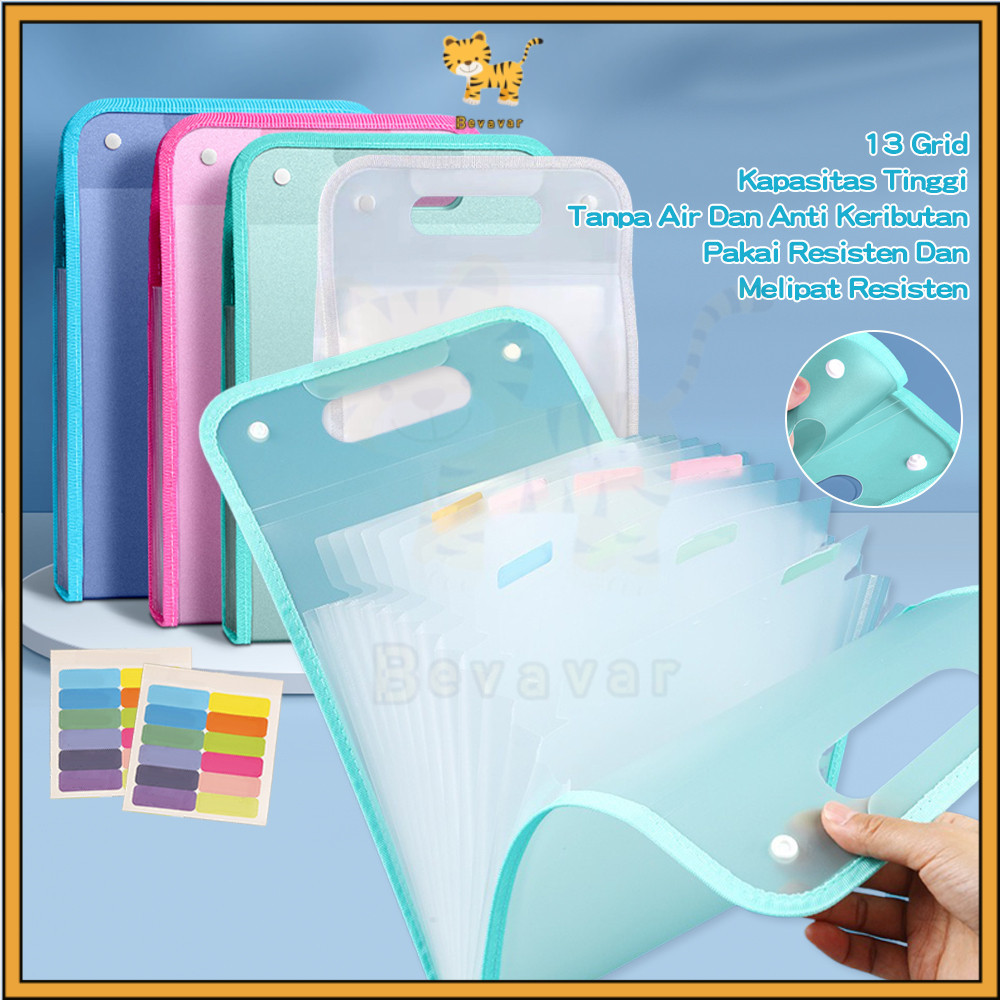 

New ID Bevavar Tas File Handle Transparan 13 Sekat Map Tas Dokumen Untuk A4Premium