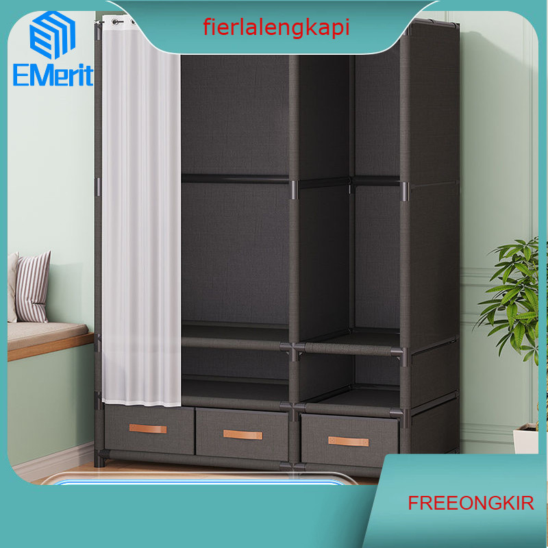 Lemari Baju Gantung Dengan Tirai Geser Lemari pakaian Multifungsi  Lemari Penyimpanan Debu
