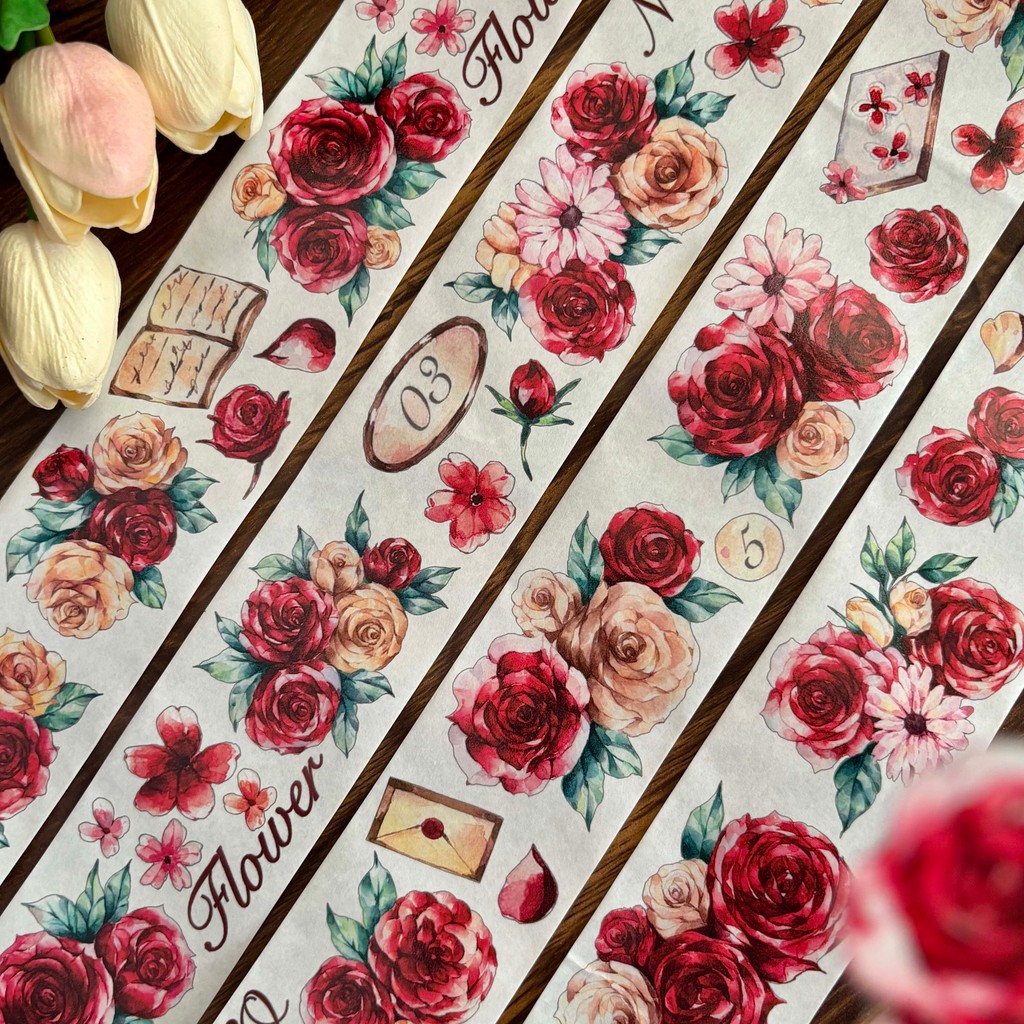 

Flower Club Studio Vintage Snowy Floral Washi PET Tape for Plan Card Making DIY Scrapbooking Plan Decorative Sticker