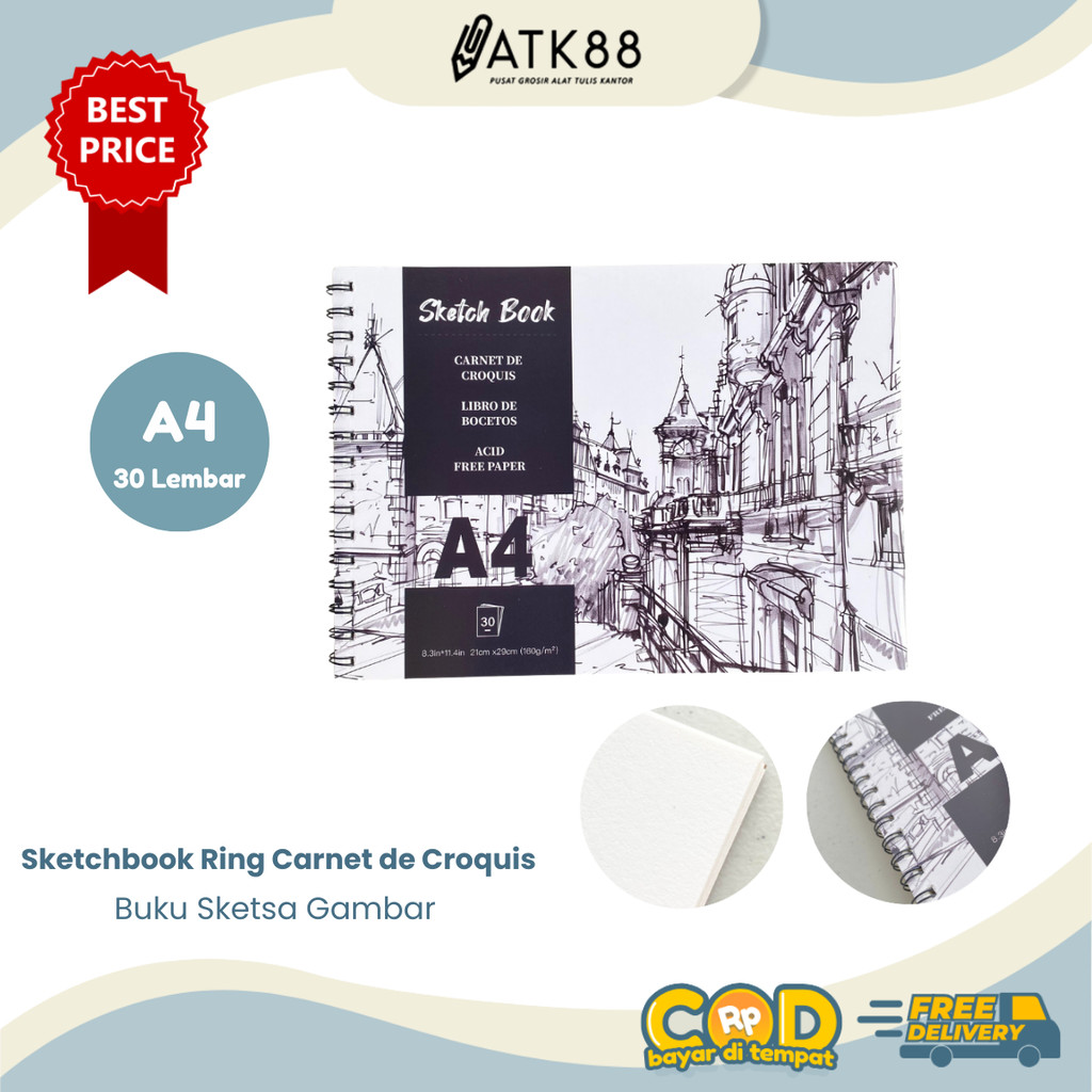 

[ATK88] Sketchbook Ring A4 30 Lembar Carnet de Croquis / Buku Sketsa Gambar Sketch Book