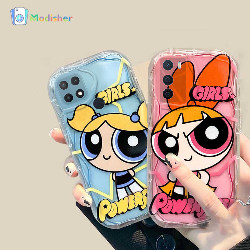 Casing Ponsel Motif Krim Powerpuff Girls  Cocok untuk OPPO A15s A7 OPPO A16  Casing Lembut Kartun-MH