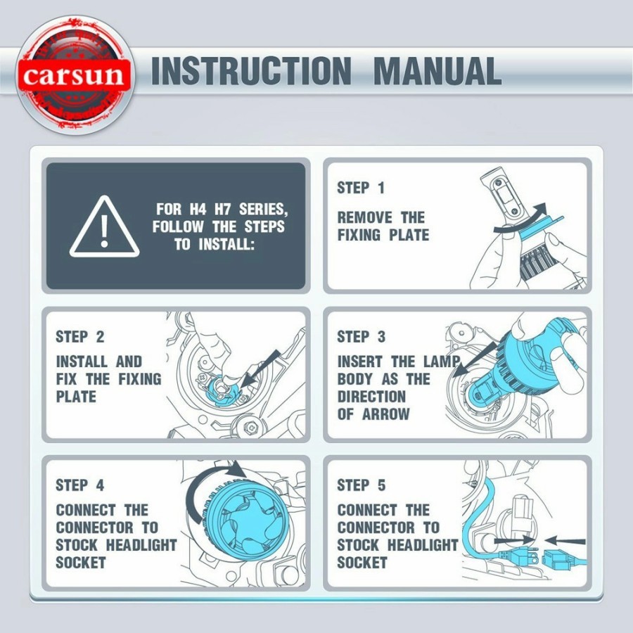 led headlight headlamp lampu utama mobil led COB H4 bohlam hi lo beam