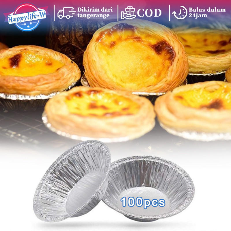100pcs Cetakan Kue Pie Sus Loyang Pai Cheese Tart Cetakan Pie Egg Tart Sekali Pakai Cetakan Pie Buah