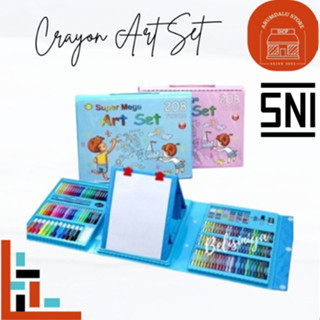 

(BUBBLEWRAP) CRAYON WARNA ISI 208 PCS ART SET ALAT MENGGAMBAR & MEWARNAI ANAK LENGKAP