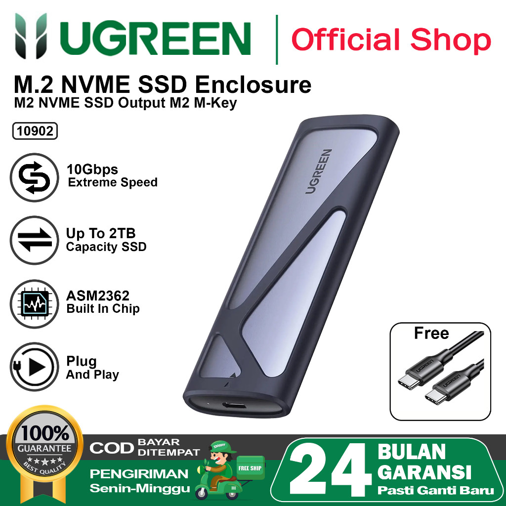 UGREEN Casing SSD M.2 NVME 2230/2242/2260/2280 Enclosure 10902Murah
