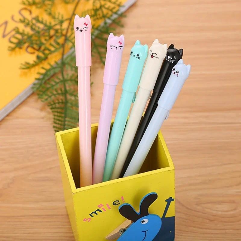 

50PS Creative Stationery, Pen Cap, Cat Neutral Pen, Cute Cartoon, Tail Swinging Cat, Learning Office, Water-based Pen, Signature