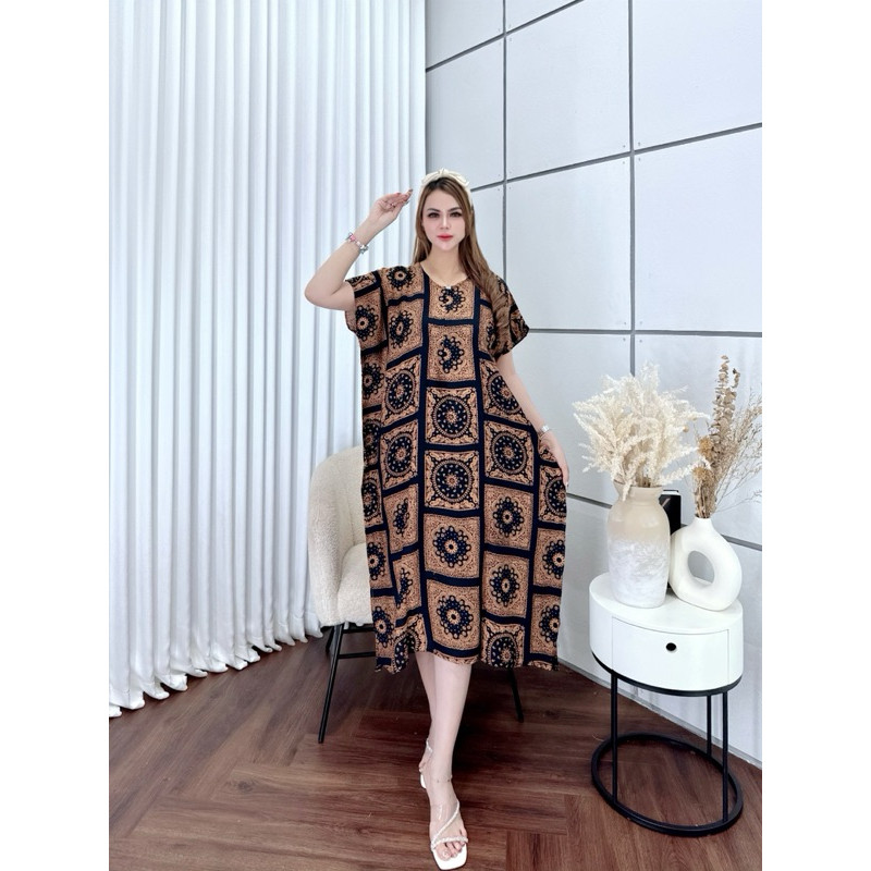 BatikKM daster  Lowo Jumbo Busui Friendly Rayon Adem Cantik Batik Nyaman Zipper dasteranggunnewmodel