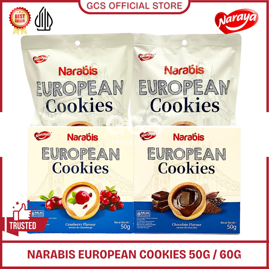 

Naraya Narabis European Cookies Rasa Chocolate Cranberry 60g / 50g