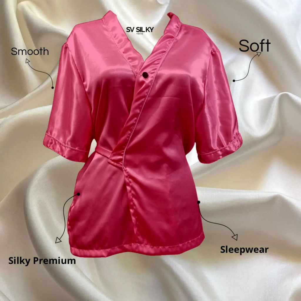 Premium Kimono hiromi set celana pendek SV Silky Premium satin Celana Pendek & Outer  Set Satin Kimo
