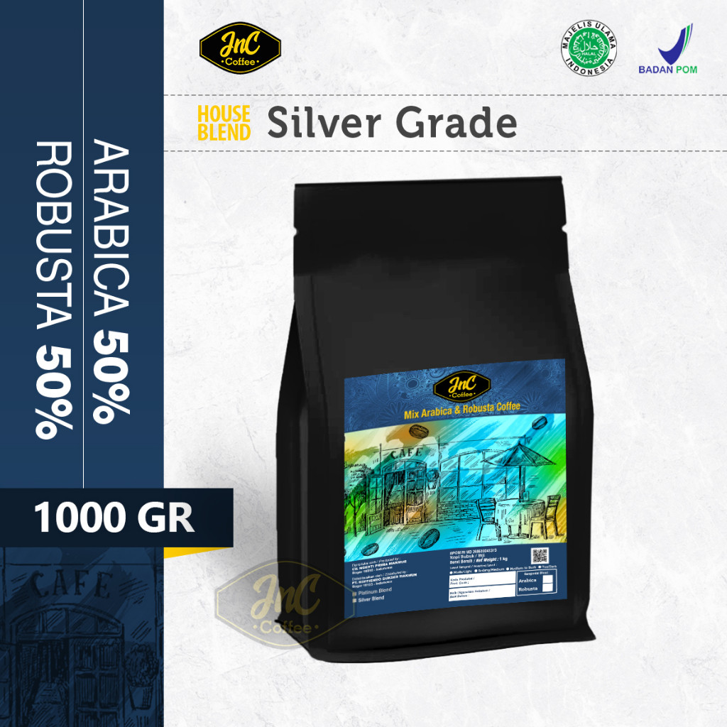

Kopi Arabika Robusta Blend 1kg 50% Arabika 50% Robusta Silver Grade