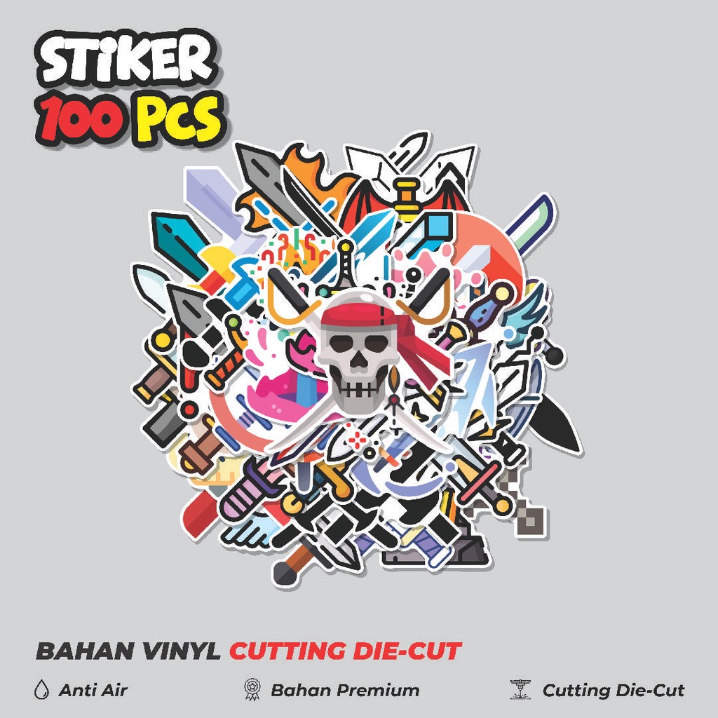 

Terbaru! 50 pcs Stiker Pedang [Sword] Dekorasi Lucu Kreatif untuk Notebook, Skateboard, HP
