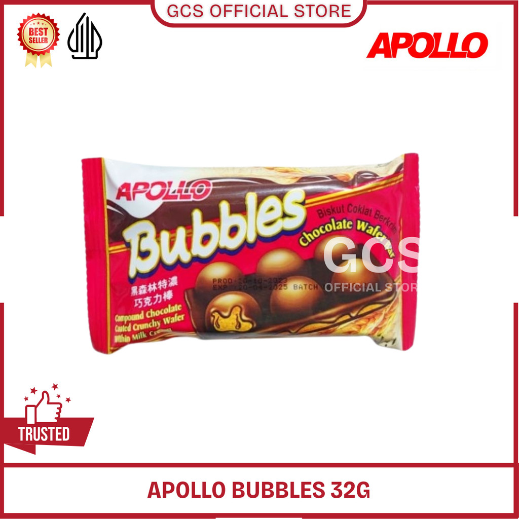 

Apollo Bubbles Chocolate Wafer Bar Berkrim Coklat Eceran / Satuan 32g