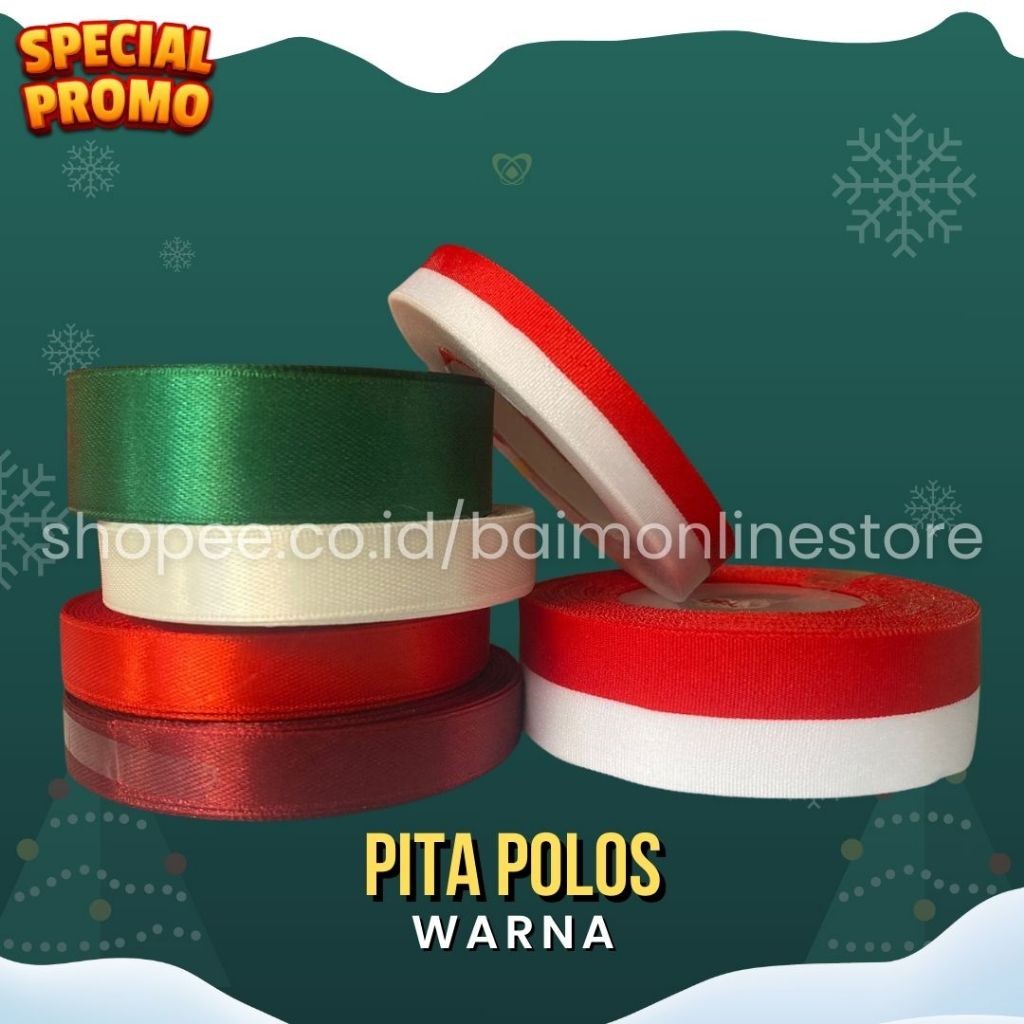 

[1 ROLL] PITA KAIN / Pita kain kado aksesories / pita kado / pita hias/ pita rambut/pita kain merah putih/ pita roll