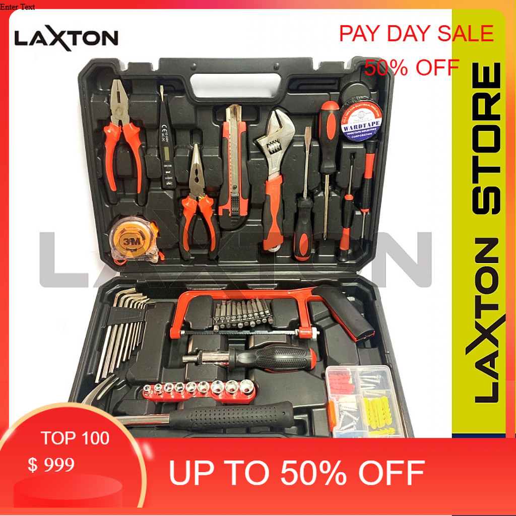LAXTON L03-100 Toolkit Serbaguna – Obeng Tang Palu, Alat Perkakas Lengkap untuk Rumah & Bengkel