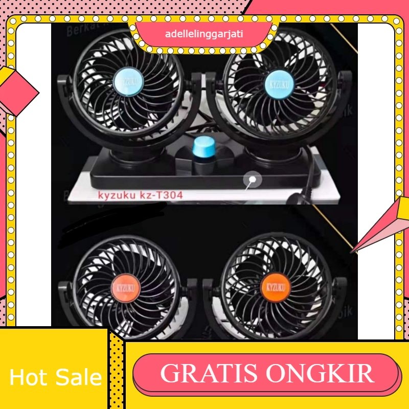KYZUKU T-303/T-304 Kipas Angin Mobil Double Headed Fan / Kipas Angin Mobil 12Volt/24Volt Kipas Mobil