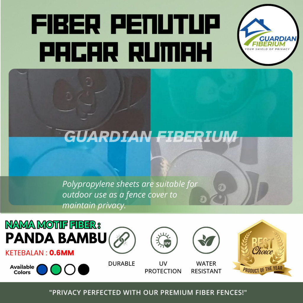 (Harga Per 1/2meter) Fiber Plastik Penutup Pagar Motif PANDA