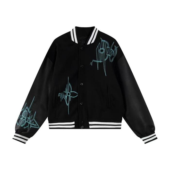 jaket cowok baseball jacket pria varsity wool mewah kancing tekan