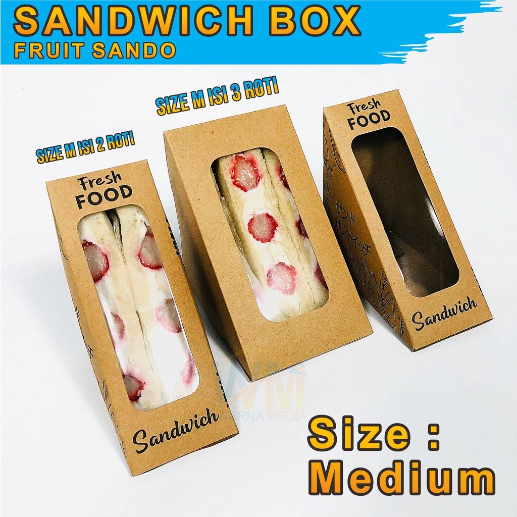 [SA] Box Sandwich Isi 3 Roti / Sandwich Box Fruit Sando / Kemasan Sandwich Segitiga / Box Sandwich /