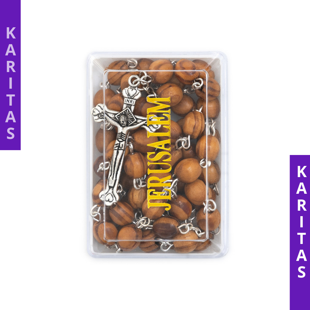 ROSARIO KATOLIK JERUSALEM 6 MM – KALUNG ROSARIO / ROSARIO KAYUDENGAN KOTAK KHUSUS