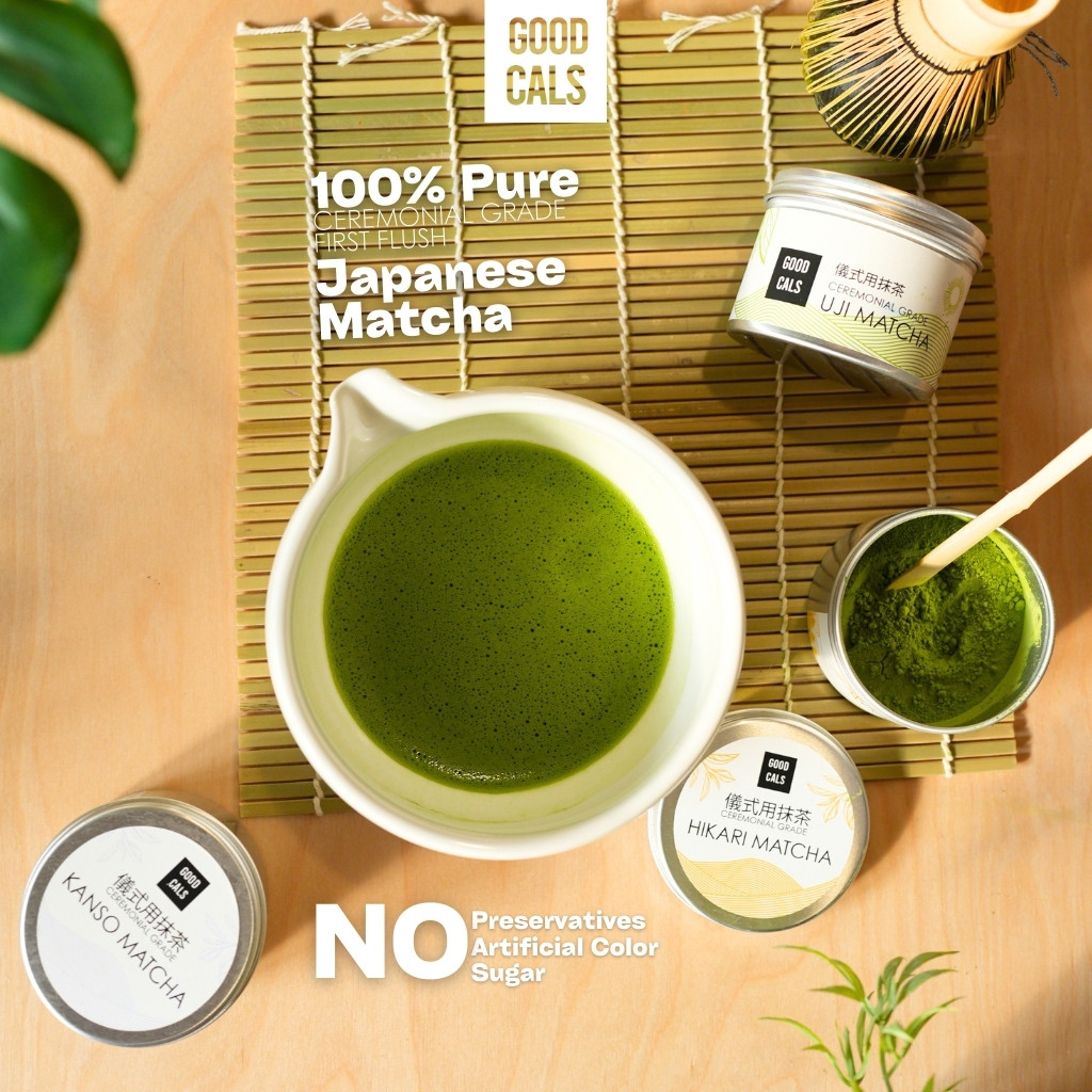 

Goodcals Matcha Ceremonial Grade Matcha Powder: Uji, Hikari, Kanso - Bubuk Matcha Murni 30g