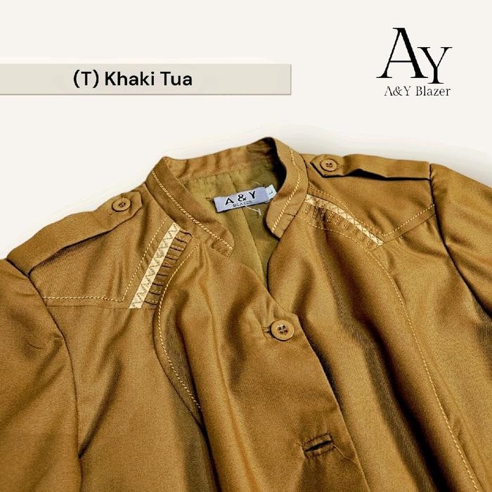 [01] A&Y Blazer Baju Seragam PDH Guru / PNS Wanita Warna Khaki Tua & Khaki Muda BAHAN Katun TOYOBO P