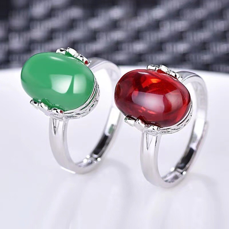 Cincin corundum alami lapis lazuli ruby hidup cincin cincin terbuka wanita