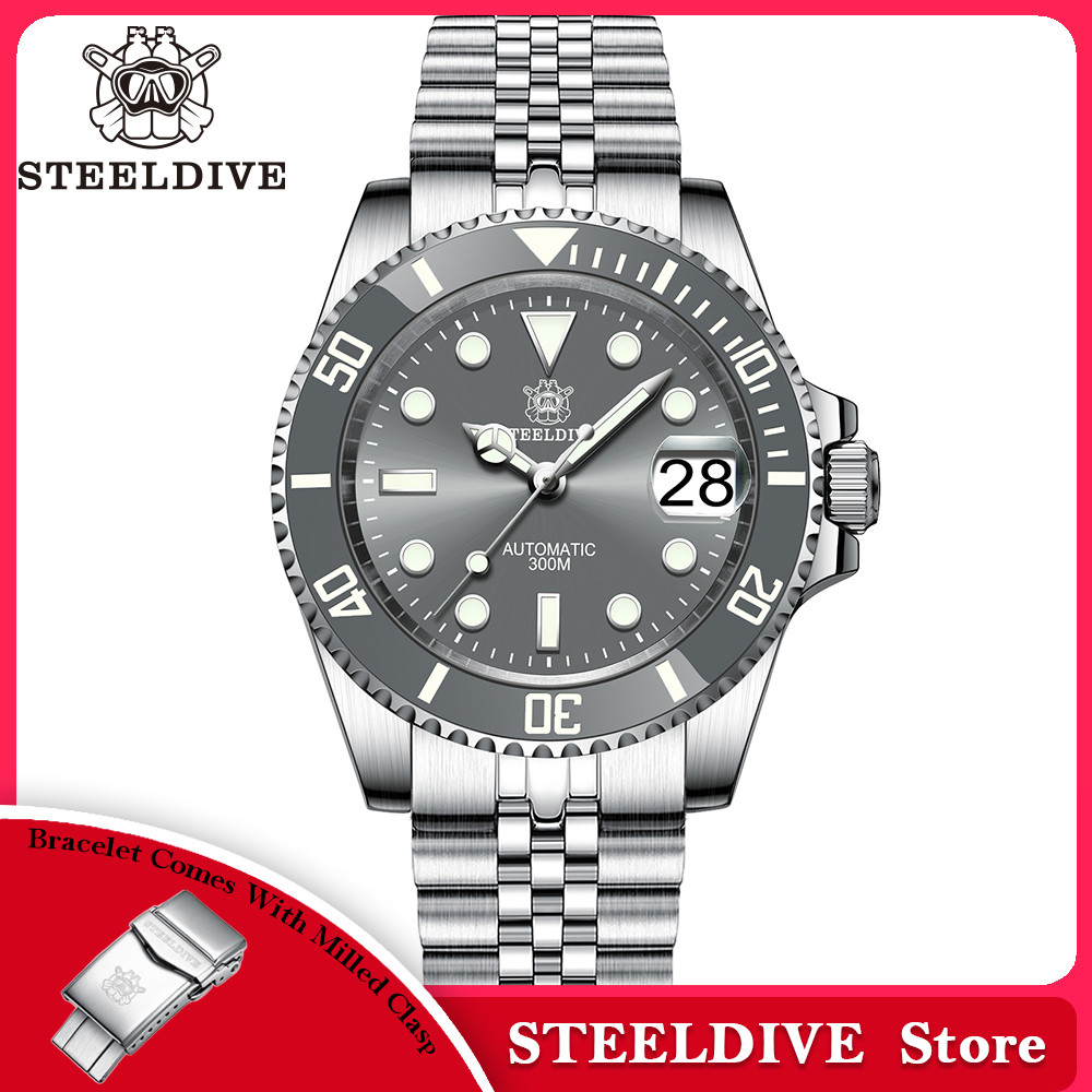 SD1953 New In Gray Dial Stainless Steel NH35 Watch Steeldive 41mm STEELDIVE Brand Sapphire Glass Men