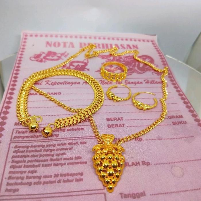 Promo 1 Set Perhiasan Wanita Terbaru, Perhiasan Dewasa 1 Set komplit, Perhiasan Wanita Lapis Emas 24