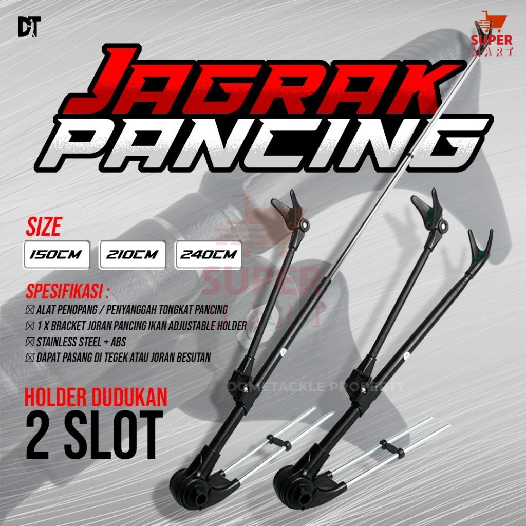 Supermart Surabaya Jagrak Pancing Joran Kolam Galatama Bendungan Multifungsi 150 170 210 240 cm, Rod