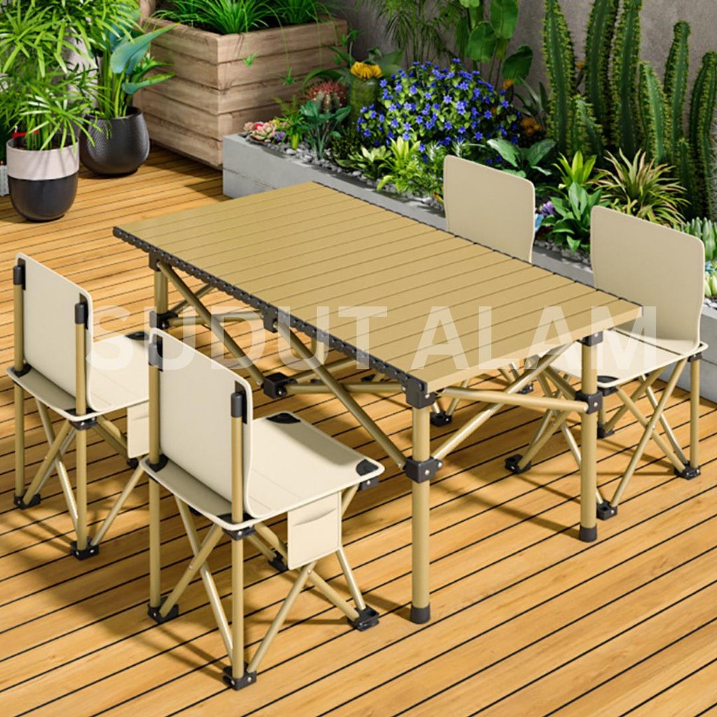 PAKET MEJA DAN KURSI LIPAT CAMPING / KURSI LIPAT KEMAH / KURSI MANCING / KURSI BERKUMPUL KELUARGA / 