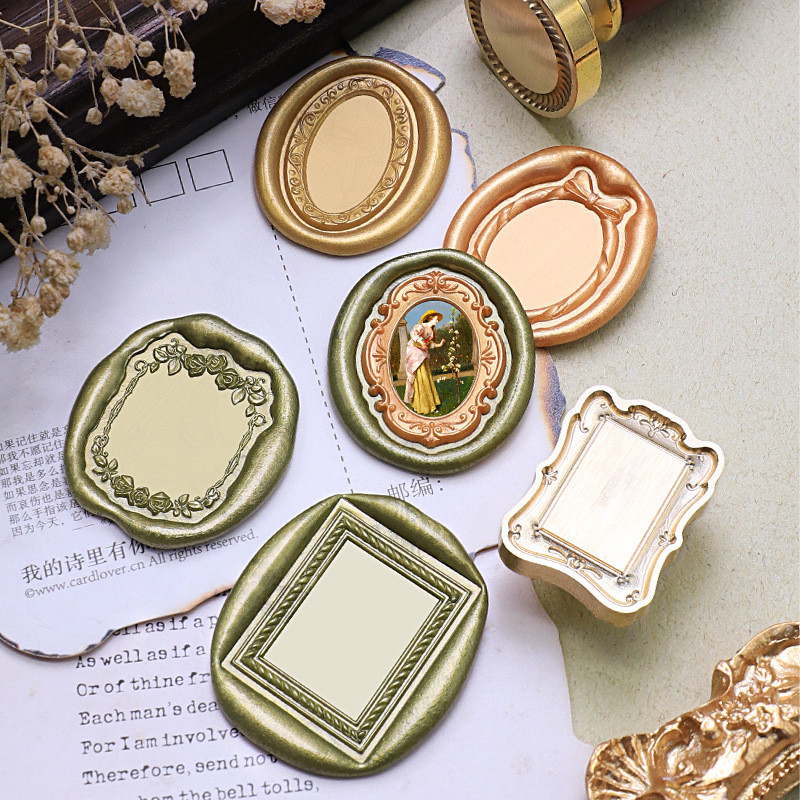 

3D Wax Seal Stamp Mirror frame /Photo Frame Pattern/Line Blank Copper Head Envelopes Wedding Invitations Scrapbooking Gift