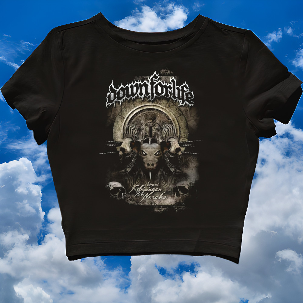 CROP TOP DOWN FOR LIFE PASUKAN BABI NERAKA | BAND METAL MUSIK ROCK | GRUNGE | CROPTOP | CROP TEE SLI