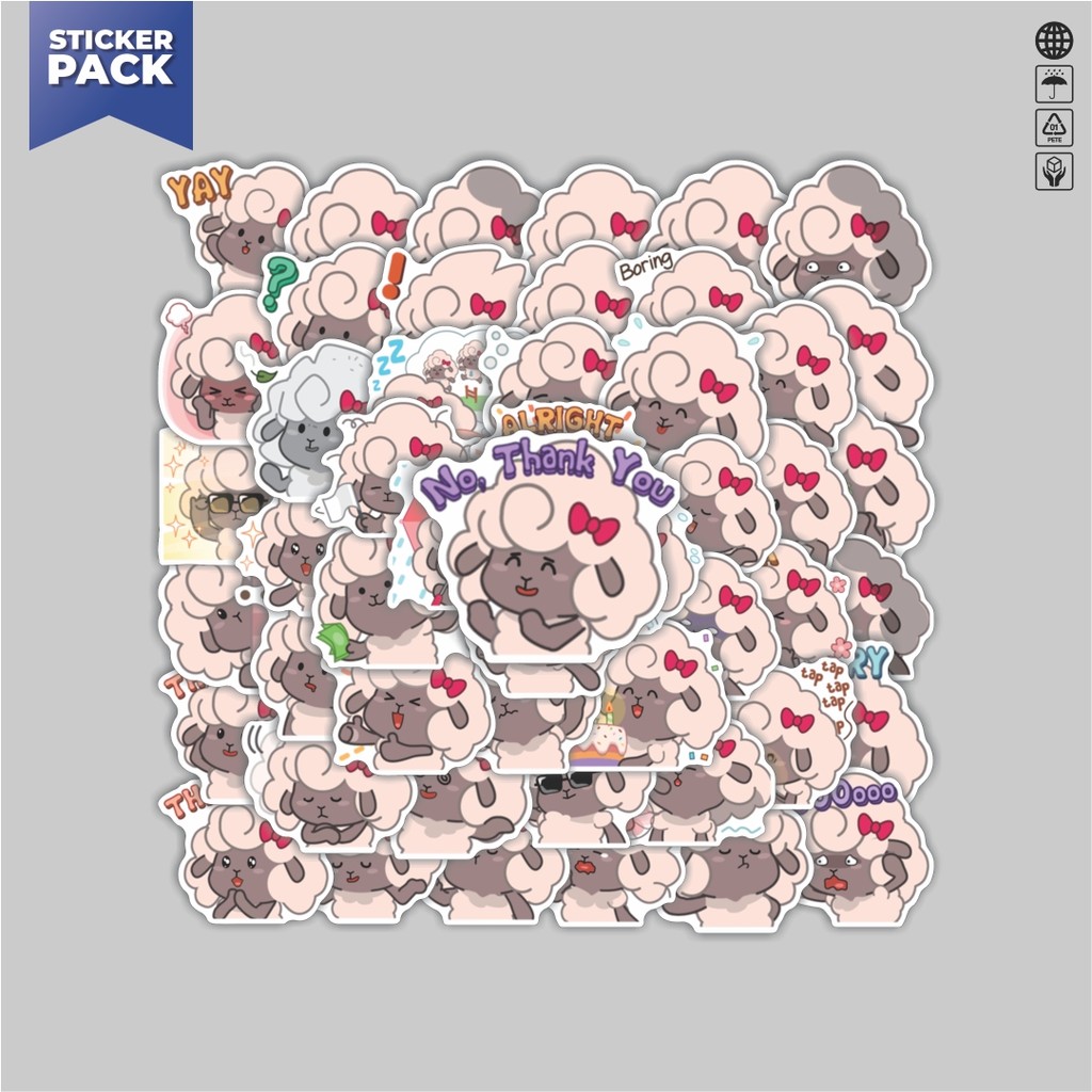 

[100PCS]Stiker Pack Stiker Sherly Cute Sheep Aesthetic Vinyl Anti Air Dekorasi Sticker Laptop Buku Journal Koper Helm Casing HP Gitar Helm Skateboard