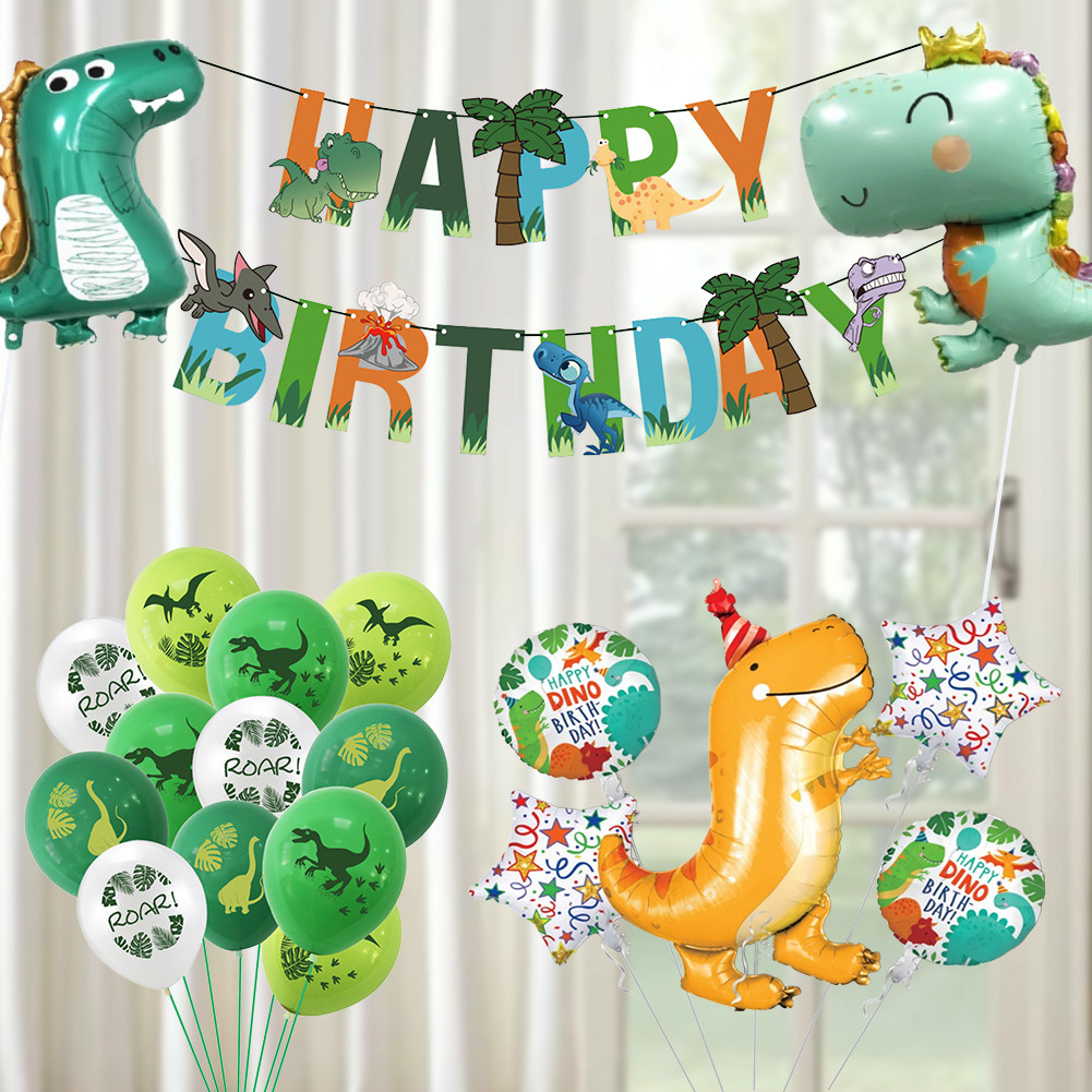 Dinosaurus Pesta Ulang Tahun Spanduk untuk Dekorasi Pesta Perlengkapan Nikmat