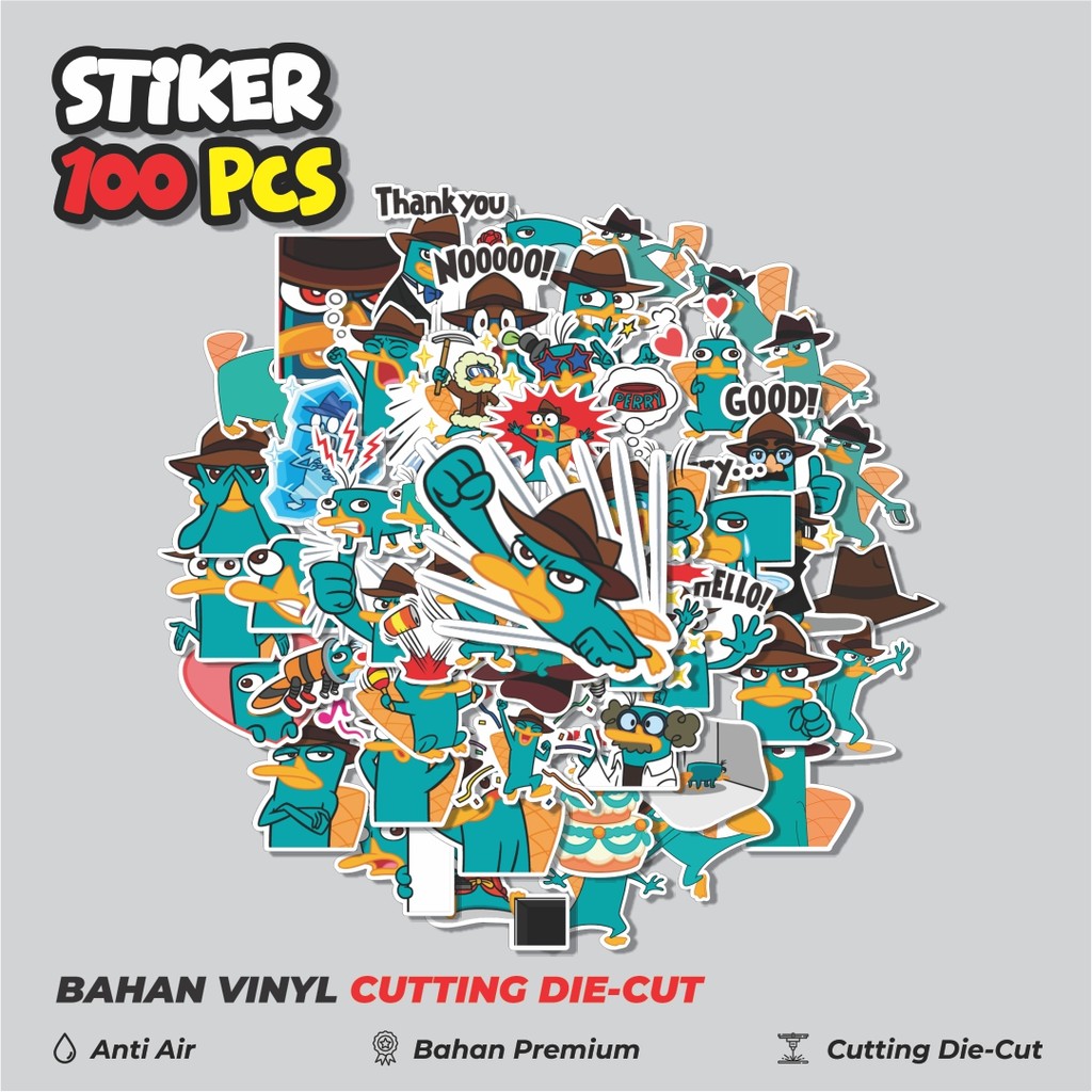 Terbaru 50 pcs Pery - Perry Agent P Anime Dekorasi Lucu Kreatif untuk Notebook, Skateboard, HP